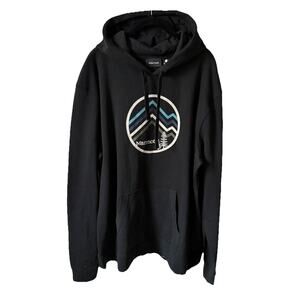 NWT Marmot Mens 2XL Hoodie Sweatshirt Black Pullover Midweight Fleece Hooded